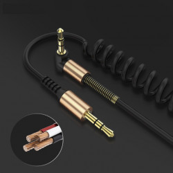 Cable Jack/Jack Accordéon pour Smartphone Voiture Musique Audio Double Jack Male 3.5 mm Universel OR