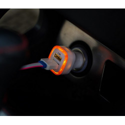 Adaptateur LED Prise Allume Cigare USB pour Smartphone Double 2 Ports Voiture Chargeur Universel