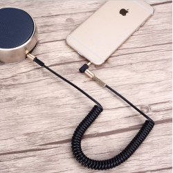 Cable Jack/Jack Accordéon pour Smartphone Voiture Musique Audio Double Jack Male 3.5 mm Universel OR