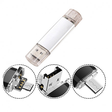 Clef USB 8Go 3 en 1 pour Smartphone & PC Type C Micro-USB Memoire 8GB (ARGENT) Clef USB 8Go 3 en 1 pour Smartphone & PC Type C Micro-USB Memoire 8GB (ARGENT)