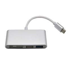 Adaptateur 5 en 1 pour Smartphone Type C Lecteur de cartes SD TF USB 2.0 3.0 Micro-USB (GRIS)