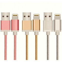 Câble Metal Nylon Pour APPLE Chargeur Lightning USB 1,5m Connecteur Tréssé