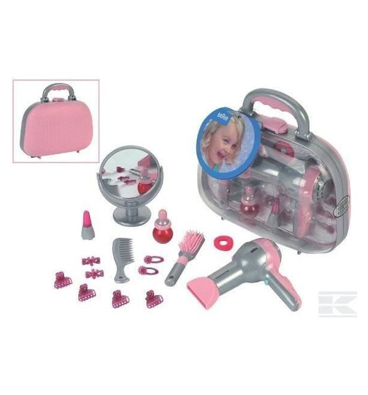 Set Coiffure Enfant Fille Jouet avec Sèche Cheveux Fer à Friser Miroir  Peigne Tablier Coiffeur Accessoires
