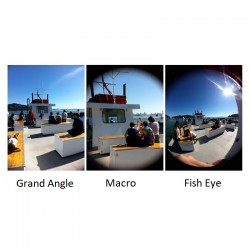 Objectif Pince 3 en 1 pour Smartphone Universel Macro Fisheye Grand Angle Metal Pochette Demontable