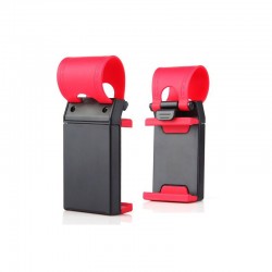 Support Voiture Volant pour Smartphone Reglable Universel 360 Rotatif Noir/Rouge