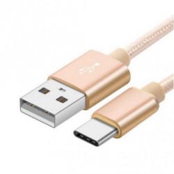 Cable Tressé Type C pour Smartphone Chargeur USB 1m Réversible Connecteur Syncronisation Nylon