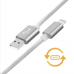 Cable Tressé Type C pour Smartphone Chargeur USB 1m Réversible Connecteur Syncronisation Nylon