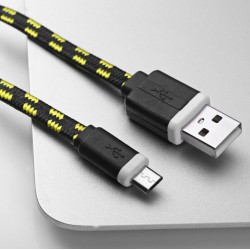 Cable Tressé 1m pour Smartphone Android Chargeur Connecteur Micro-USB Tissu Tissé Lacet Fil Nylon