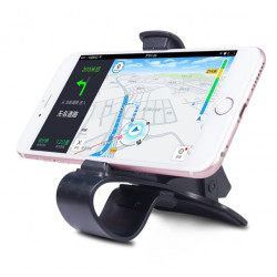 Support Voiture Tableau de Bord pour Smartphone Pince Réglable Noir Universel Adaptable