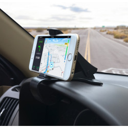 Support Voiture Tableau de Bord pour Smartphone Pince Réglable Noir Universel Adaptable