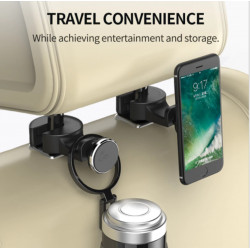 Support Voiture Appuie Tête pour Smartphone Tablette Magnétique Arrière Enfant Aimant Universel 360 Rotatif