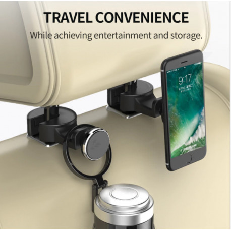 Supports Voiture Appuie Tête x2 pour Smartphone Tablette Magnétique Arrière Enfant Aimant Universel 360 Rotatif Pack de 2