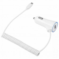 Cable Chargeur Allume Cigare Micro-USB pour Smartphone Android Port USB Prise Voiture Universel (BLANC)