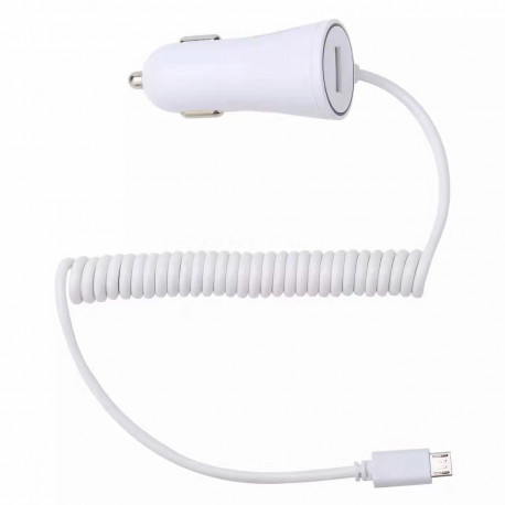 Cable Chargeur Allume Cigare Micro-USB pour Smartphone Android Port USB Prise Voiture Universel (BLANC)