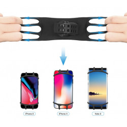 Support Vélo Silicone pour Smartphone Guidon GPS Moto Poussette VTT Rotatif Universel (NOIR)