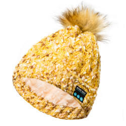 Bonnet Bluetooth avec Pompon pour Smartphone avec Ecouteurs Intégrés Reglage Boutons Universel Hiver
