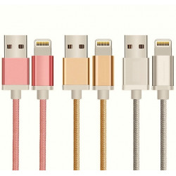 Pack de 3 Cables Metal Nylon pour IPHONE Lightning APPLE Chargeur Connecteur