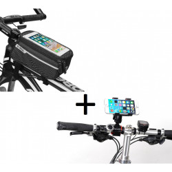 Pack Velo pour Smartphone (Support Vélo Guidon + Pochette Tactile) VTT Cyclisme (NOIR)