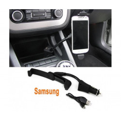 Support Voiture Allume Cigare 2 en 1 pour Smartphone Android Micro USB Reglable Universel Chargeur