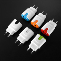 Adaptateur Secteur Couleur USB pour Smartphone Tablette Double Prise Murale 2 Ports Courant AC Chargeur (5V-2A) Universel
