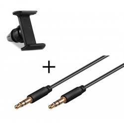 Pack Voiture pour Smartphone (Support Voiture Reglable + Cable Double Jack Musique) Universel