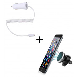 Pack Voiture pour Smartphone Android (Cable Chargeur Micro-USB Allume Cigare + Support Voiture Magnétique) Universel