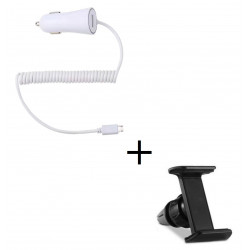 Pack Voiture pour Smartphone Android (Cable Chargeur Micro-USB Allume Cigare + Support Voiture Reglable) Universel