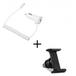 Pack Voiture pour IPHONE (Cable Chargeur Lightning Allume Cigare + Support Voiture Reglable) Universel