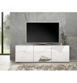 Meuble TV - Blanc laqué...