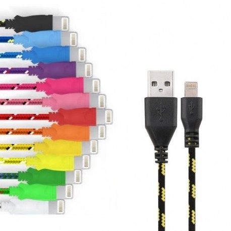 Cable Tressé pour IPHONE 1m Chargeur Connecteur Lighting USB APPLE Tissu Tissé Lacet Fil Nylon