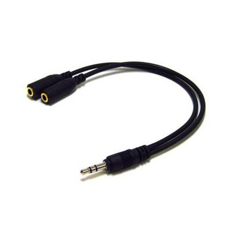 Adaptateur Double Prises Jack 3.5 Mm Male Stereo Femelle Mono NOIR