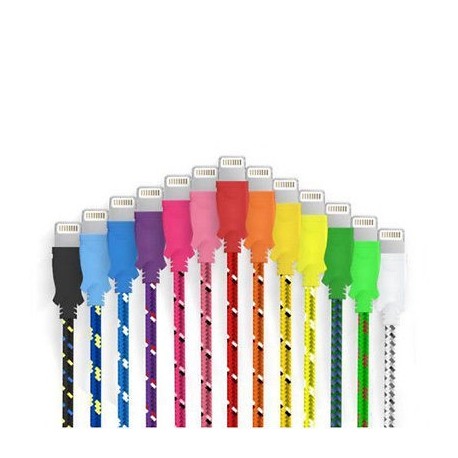 Cable Tressé 3m pour IPHONE 7 Chargeur Connecteur Lighting USB APPLE Tissu Tissé Lacet Fil Nylon