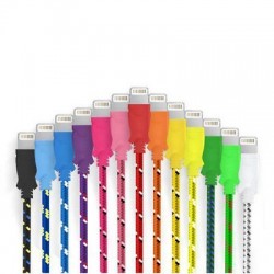 Cable Tressé 3m pour IPHONE 7 Chargeur Connecteur Lighting USB APPLE Tissu Tissé Lacet Fil Nylon