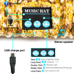 Bonnet Bluetooth avec Pompon pour Smartphone avec Ecouteurs Intégrés Reglage Boutons Universel Hiver
