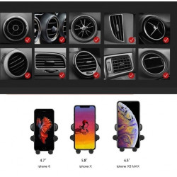 Support Voiture Adaptatif pour Smartphone Reglable Universel Ventilateur (NOIR)