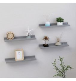 Étagères murales 4 pcs Gris...