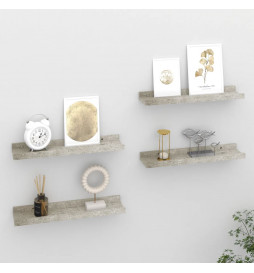 Étagères murales 4 pcs Gris...