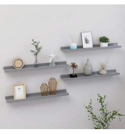 Étagères murales 4 pcs Gris...