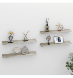 Étagères murales 4 pcs Gris...