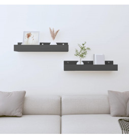Étagères murales 2 pcs Gris...