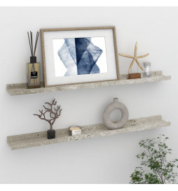 Étagères murales 2 pcs Gris...
