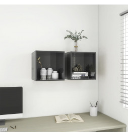 Armoires murales 2 pcs Gris...