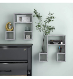 Étagères murales 2 pcs Gris...