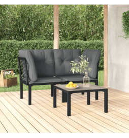 Salon de jardin 3 pcs noir...