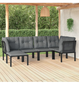 Salon de jardin 6 pcs noir...