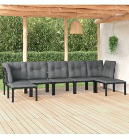 Salon de jardin 7 pcs noir...