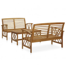 Salon de jardin 3 pcs Bois...
