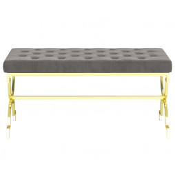 Banc 99 cm Gris Velours et...