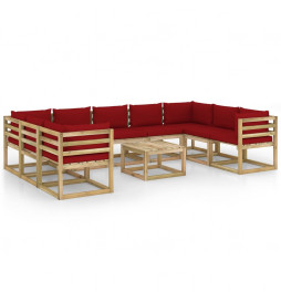 Salon de jardin 10 pcs avec...