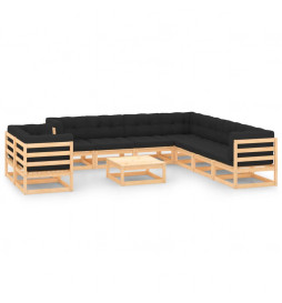 Salon de jardin 10 pcs avec...